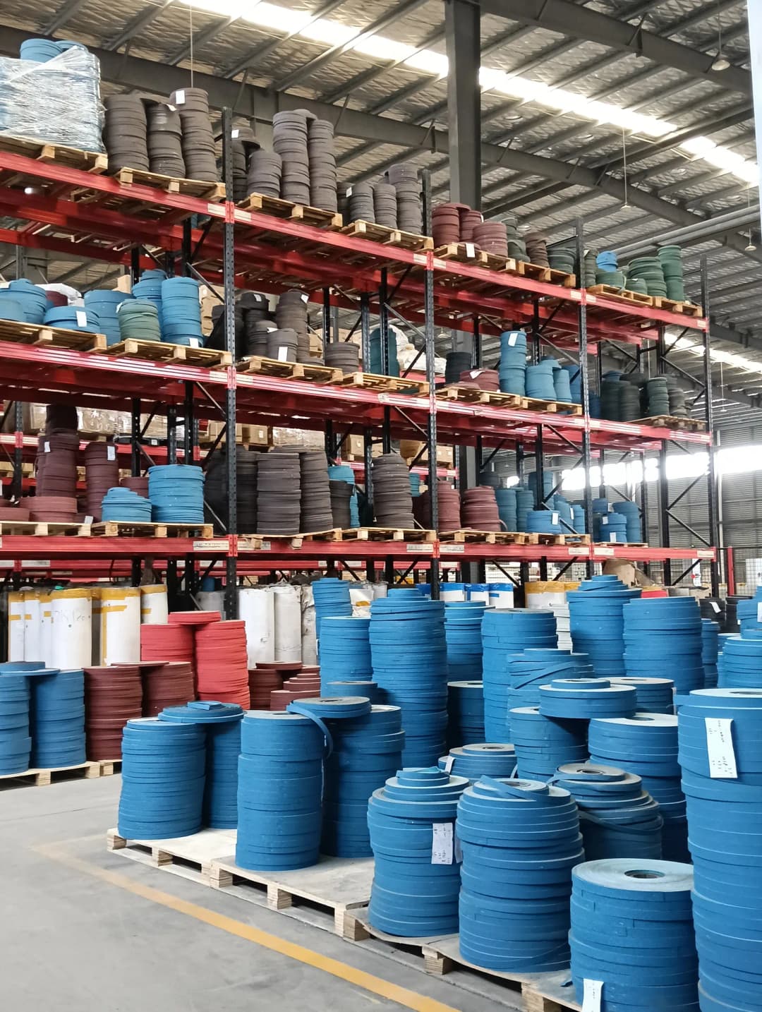 Abrasive roll inventory in the RIGO warehouse